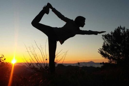Yoga with Hiking in Forest